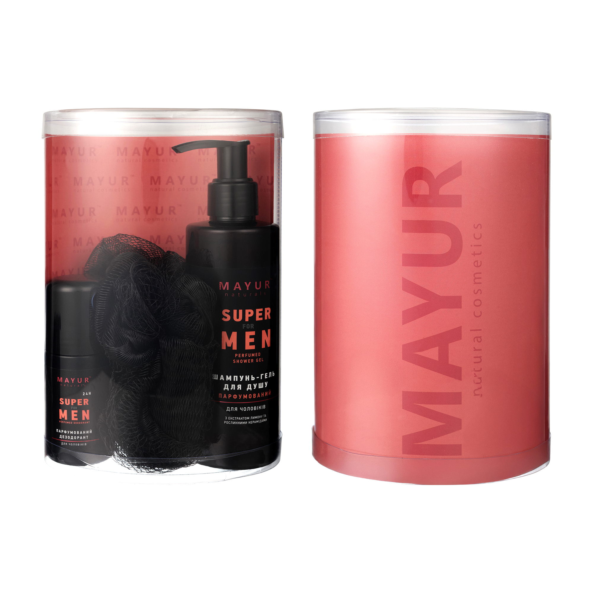 Чоловічий набір Mayur Super For Men (шампунь-гель для душу, 200 мл + дезодорант, 50 мл + мочалка, 1 шт)